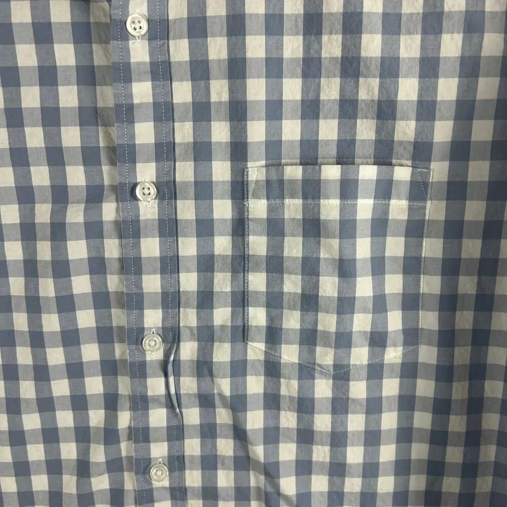 J Crew Mercantile Flex Button Down Shirt Men's Large Slim Fit Blue Gingham Check - Picture 6 of 13